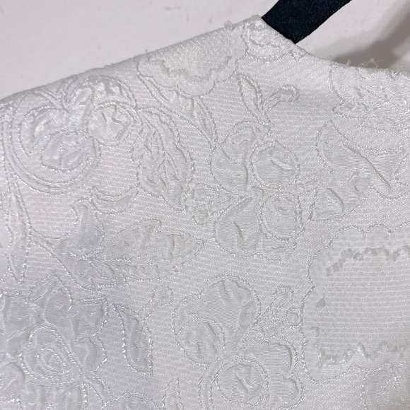 Vintage White Long Sleeve Pleated Midi Shift Bride Mother Of The Bride Dress M - Picture 7 of 16